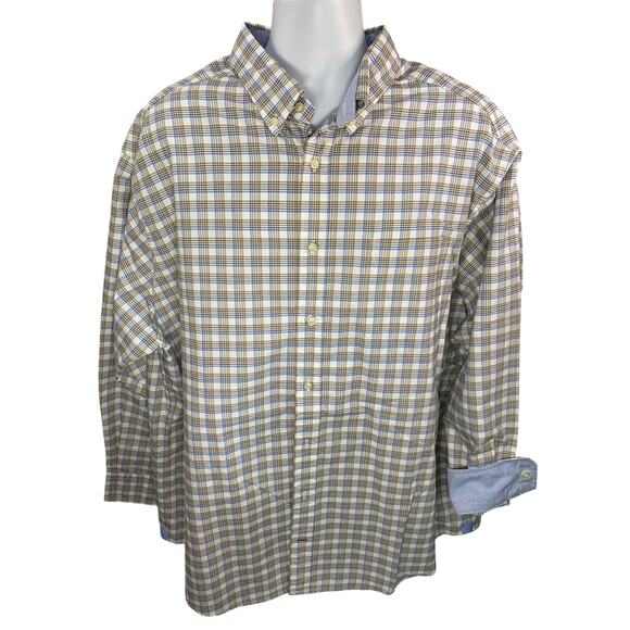 Daniel Cremieux Plaid Shirt Size 2XB Blue Beige White Button-Down Big & Tall - Picture 1 of 9